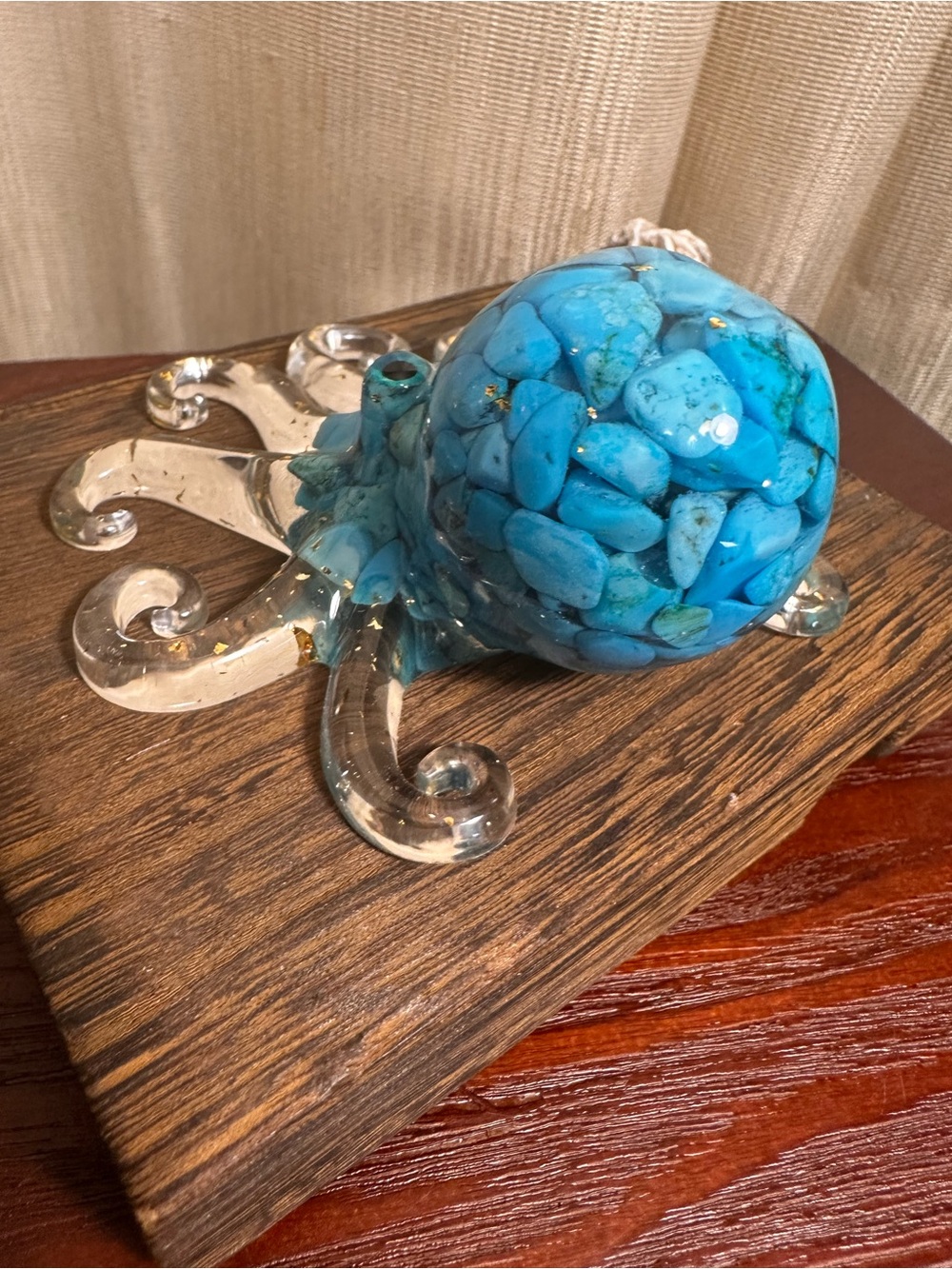 Resin and Blue Crystal Chips Octopus Figure - Picture 9 of 16
